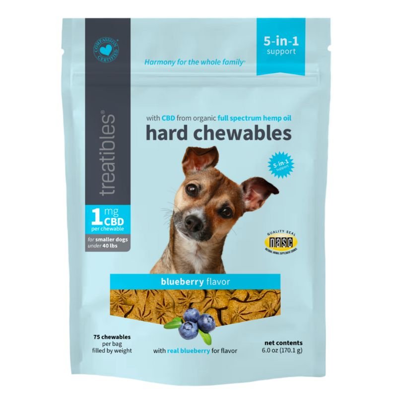 Treatibles Hard Chewables Blueberry Flavor for Dogs - 1mg CBD