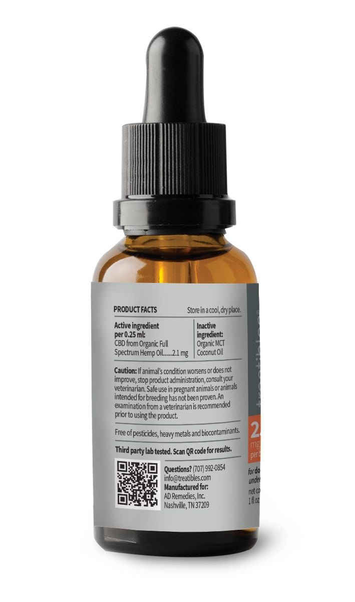 Treatibles Oil Dropper CBD for dogs and cats - 250 mg