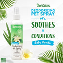 TropiClean Baby Powder Dog Perfume Spray Long Lasting - Naturally Derived Odor Removing Dog Deodorizing Spray - 8 oz