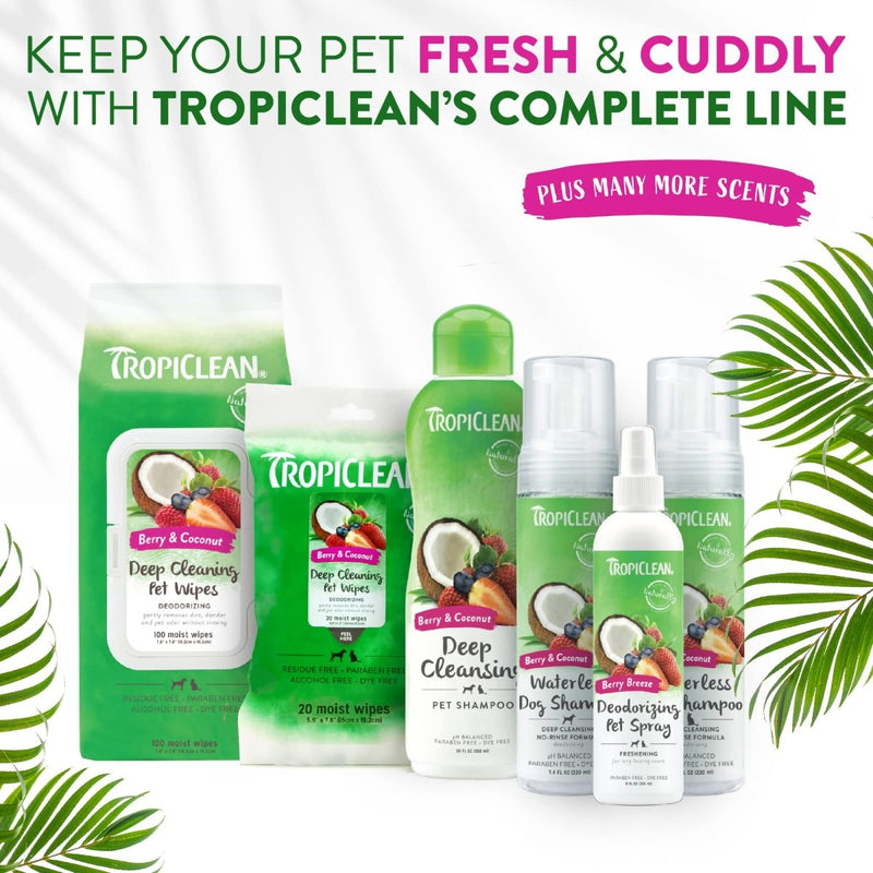 TropiClean Berry & Coconut Deep Cleansing Dog Shampoo - Deodorizing Natural Pet Shampoo Derived from Natural Ingredients - 20 oz.