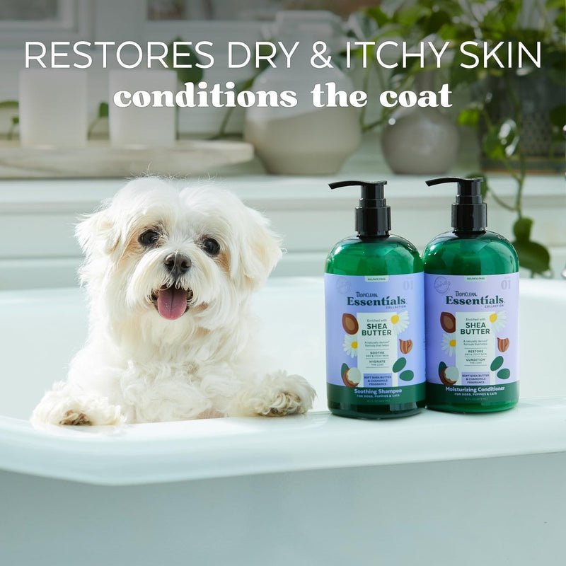 TropiClean Essentials Shea Butter Conditioner for Dogs - Restore Dry & Itchy Skin - Derived from Natural Ingredients