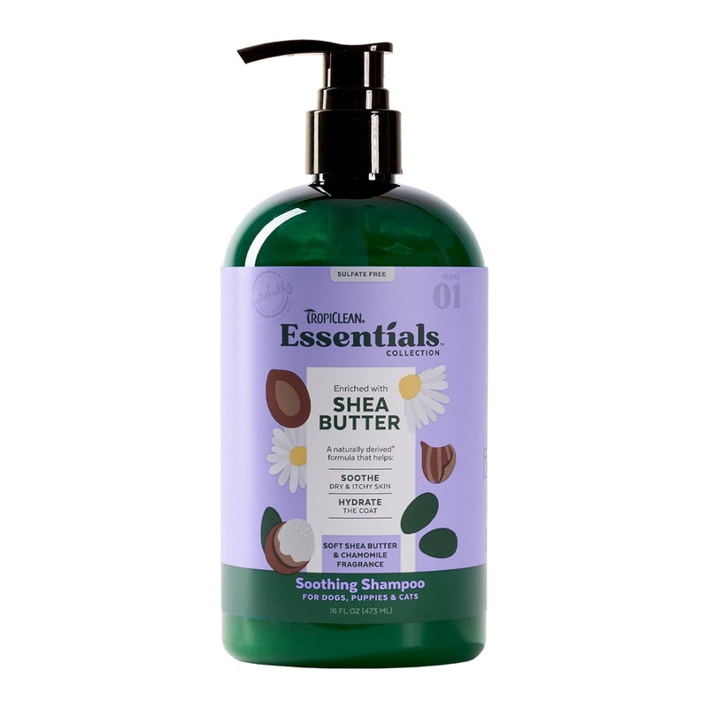 TropiClean Essentials Shea Butter Shampoo for Dogs - Puppies & Cats - Soothe Dry & Itchy Skin - Hydrate The Coat - Derived from Natural Ingredients