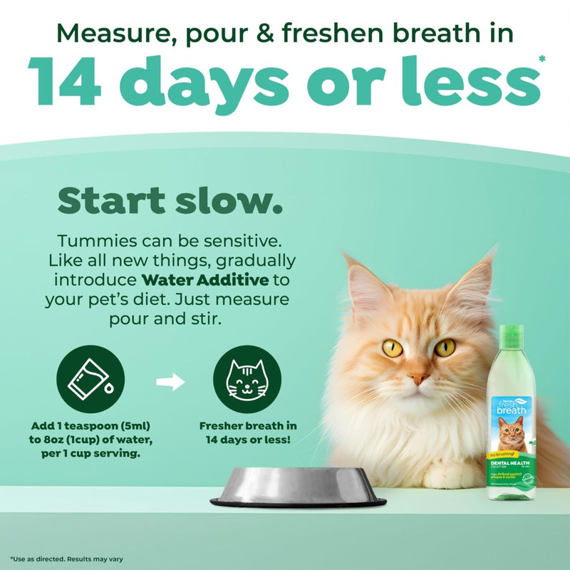 TropiClean Fresh Breath for Cats | Cat Dental Water Additive | Cat Breath Freshener for Healthy Cat Dental Care | Made in the USA | 16 oz.