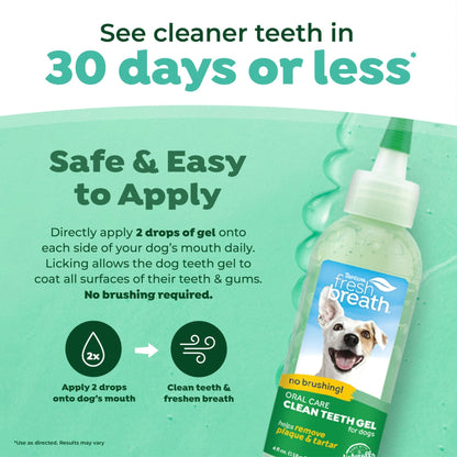 Tropiclean Fresh Breath For Dogs | No Brush Dental Gel For Dogs | Dog Dental Gel & Toothpaste For Plaque, Tartar & Stinky Breath | Made In The Usa | 4 Oz.