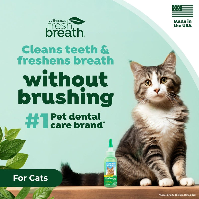 TropiClean Fresh Breath No Brush Dental Gel for Cats - 2 oz