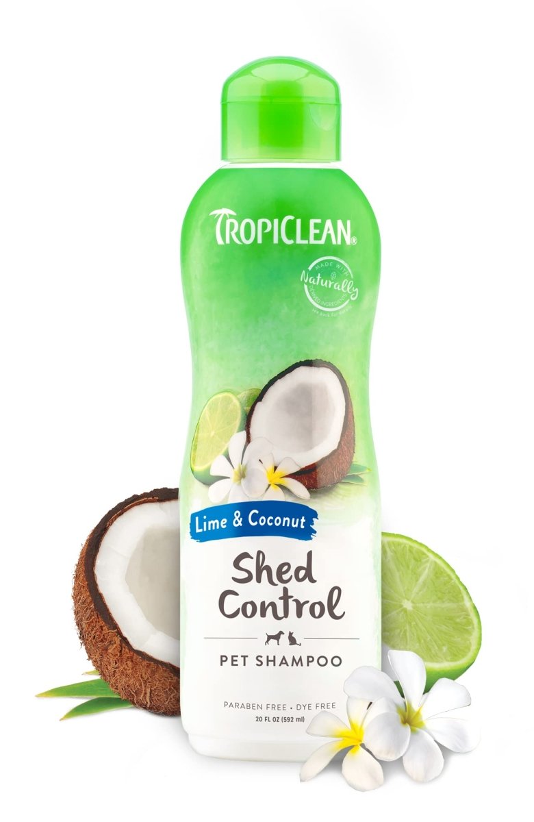 TropiClean Lime & Coconut Deshedding Dog Shampoo for Shedding Control - Natural Pet Shampoo Derived from Natural Ingredients - 20 oz