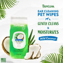 TropiClean Mild Coconut Dog Ears Cleaning Wipes - Deodorizing Pet Ear Wipes Derived from Natural Ingredients