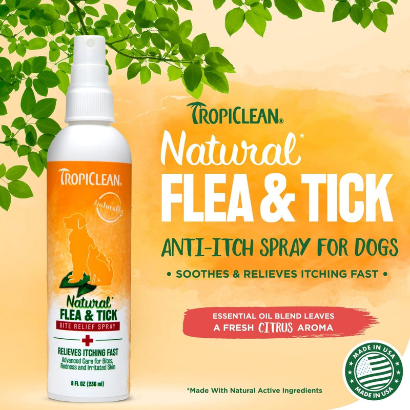 TropiClean Natural Flea and Tick Bite Relief for Dogs - 8 oz