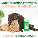 TropiClean Papaya & Coconut Dog Wipes for Paws and Butt - Deep Cleaning Dog Grooming Wipes