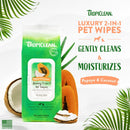 TropiClean Papaya & Coconut Dog Wipes for Paws and Butt - Deep Cleaning Dog Grooming Wipes