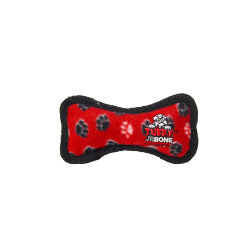 TUFFY - World's Tuffest Soft Dog Toy - Ultimate Bone - Squeakers - Multiple Layers. Made Durable, Strong & Tough. Interactive Play Dog Toy (Tug, Toss & Fetch). Machine Washable & Floats (JR, Red Paw).