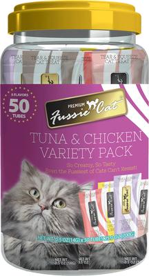 Tuna and chicken variety pack 50 tubes fussie cat