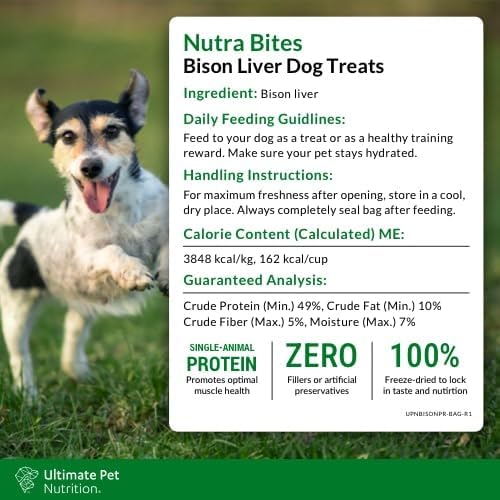Ultimate pet nutrition nutra bites freeze dried raw bison liver dog treats 4oz