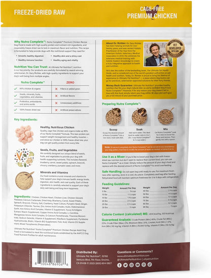 Ultimate pet nutrition nutra complete premium chicken recipe freeze dried raw chicken dog treats 16oz