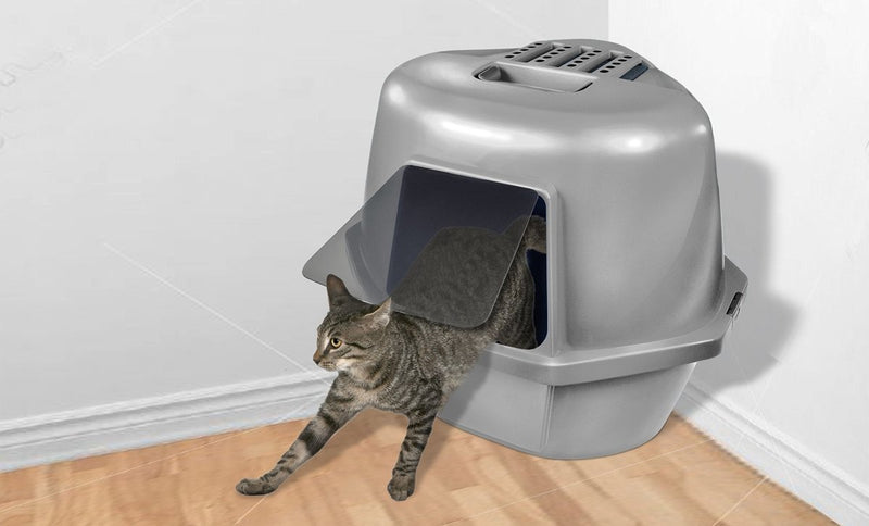 Van Ness Corner Enclosed Cat Pan - Silver - Large