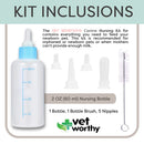 Vet Worthy Canine Nursing Kit - Dog Nursing Set for Orphaned and Newborn Puppies - Pet Feeding Support Kit with Feeding Bottle - Milk Bottle Brush and Nipples