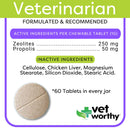 Vet Worthy Chewable Toothpaste - Brushless Dog Dental Tablets - Chicken Liver - 60 - Count