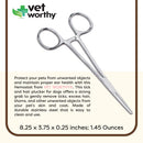 Vet Worthy Pet Hemostat - Stainless Steel Straight Hemostat to Remove Excess Hair - Burrs - Thorns - Grooming Tool for Cats and Dogs