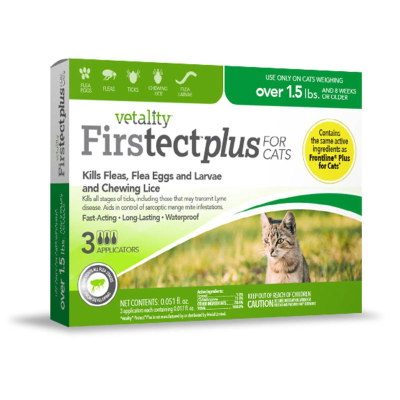 Vetality Firstect Plus Flea And Tick Treatment For Cats - 3 Count