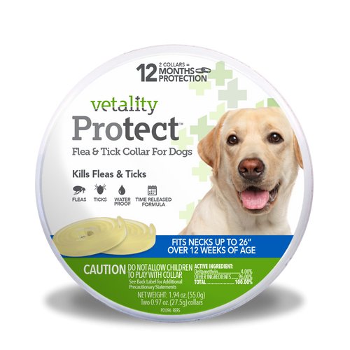 Vetality Protect Flea & Tick Dog Collar - 2 Collars - 12 Month Protection