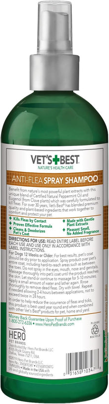 Vets best anti flea spray shampoo 16oz bottle
