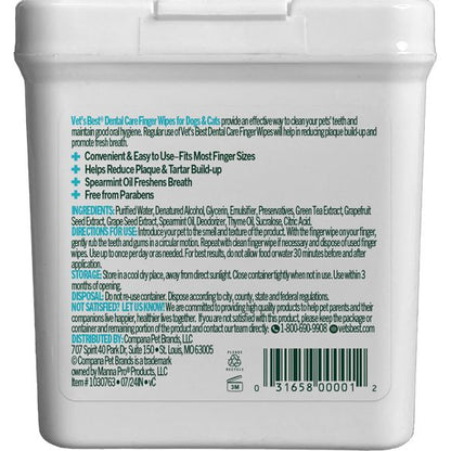 Vets best dental care finger wipes for dogs & cats 50ct