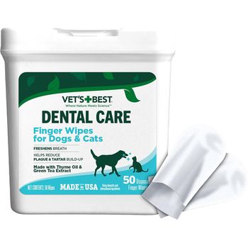 Vets best dental care finger wipes for dogs & cats 50ct