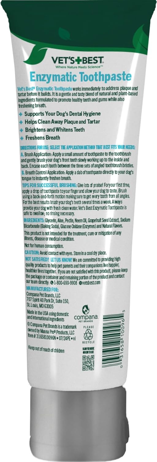 Vets best enzymatic toothpaste 3.5oz dog dental paste