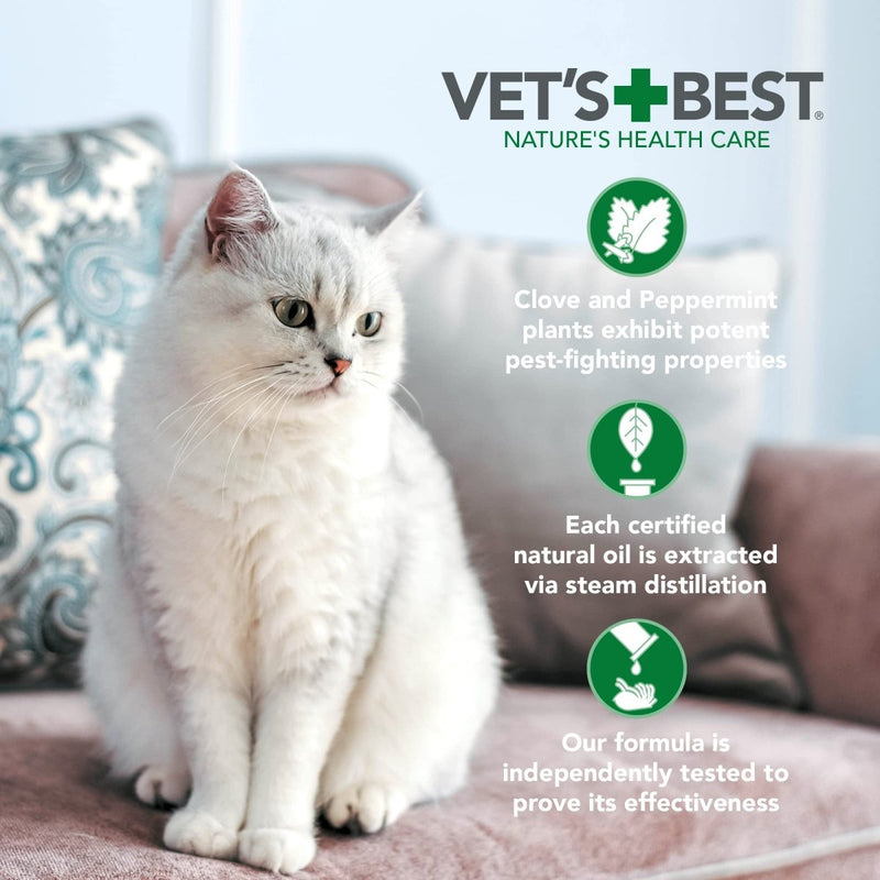 Vet's Best Flea and Tick Gentle Mist Spray for Cats Flea Treatment Plant Based Formula Certified Natural Oils - 6.3 oz