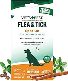 Vets best flea tick spot on 4 month supply topical ointment 4 tubes for dogs over 40lbs
