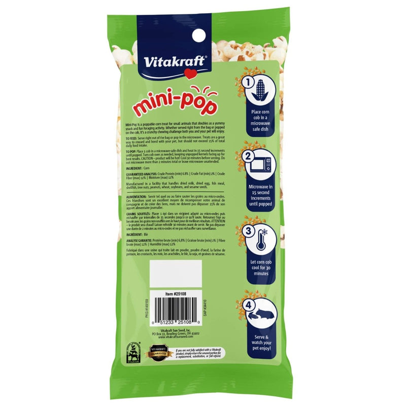 Vitakraft Mini Pops 100% Real Corn Cob Supports Healthy Teeth Small Animal Treat - 6 oz