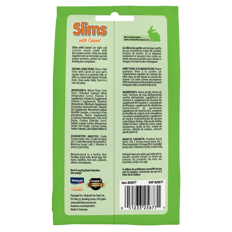 Vitakraft Slims Carrot Crispy Nibble Stick Small Animal Treats - 1.76 oz