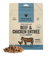 Vital Essentials Beef & Chicken Entree Cat Food Mini Nibs Grain - Free Freeze - Dried Raw Cat Food, 8 - oz bag