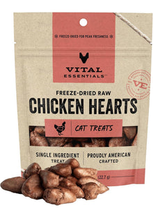 Vital Essentials Chicken Hearts Freeze - Dried Raw Cat Treats 0.8oz