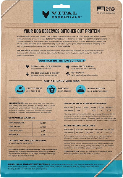 Vital essentials freeze dried beef entree mini nibs 14oz