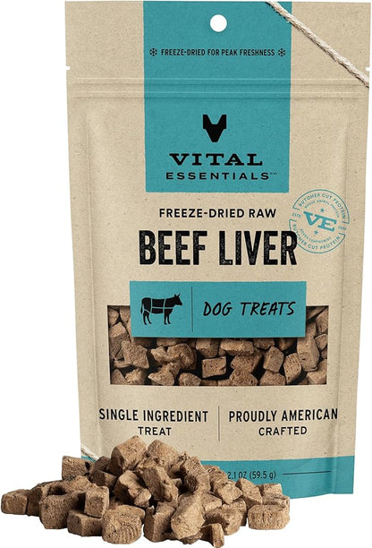 Vital essentials freeze dried beef liver dog treats 2.1oz