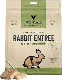 Vital essentials freeze dried rabbit entree dog food mini Pattie’s 14oz