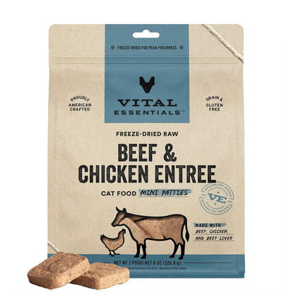 Vital Essentials Freeze - Dried Raw Beef & Chicken Entree Cat Food, 8 - oz bag