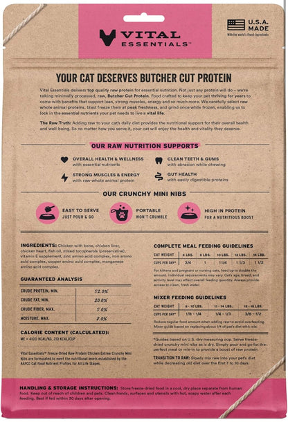 Vital Essentials Freeze - Dried Raw Chicken Meal or Mixer Cat Food Crunchy Nibs, 12 oz