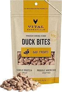 Vital essentials freeze dried raw duck bites 2oz dog treats