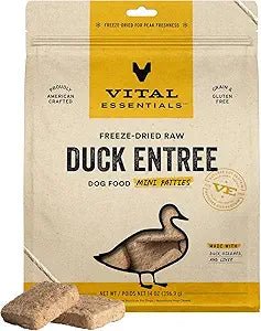 Vital essentials freeze dried raw duck entree dog food mini Pattie’s 14oz