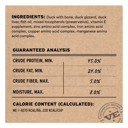 Vital Essentials Freeze - Dried Raw Duck Entree & Mixer Dog Food Crunchy Mini Nibs, 14 - oz bag