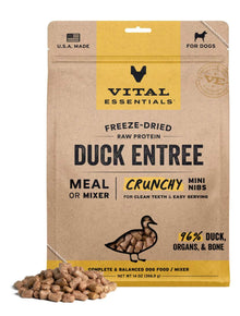 Vital Essentials Freeze - Dried Raw Duck Entree & Mixer Dog Food Crunchy Mini Nibs, 14 - oz bag