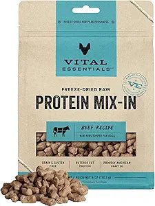 Vital essentials freeze dried raw protein mix in beef recipe mini nibs topper for dogs 6oz