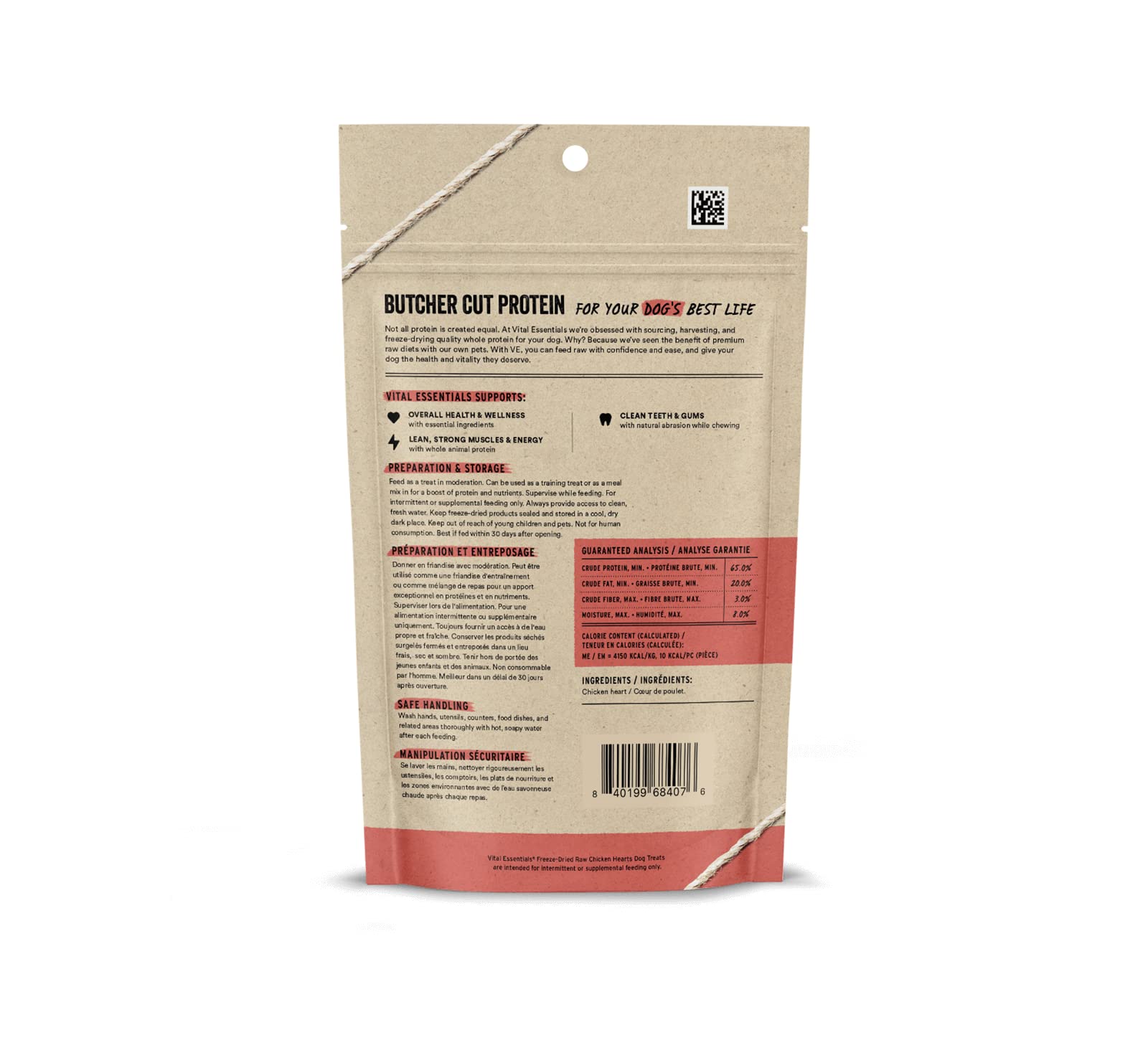 Vital Essentials Freeze Dried Raw Single Ingredient Dog Treats, Chicken Hearts, 1.9 oz | Premium Quality High Protein Training Treats | Grain Free, Gluten Free, Filler Free