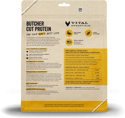 Vital Essentials Protein Mix - In Duck Recipe Mini Nibs Grain - Free Freeze - Dried Raw Dog Food Topper, 18 - oz bag