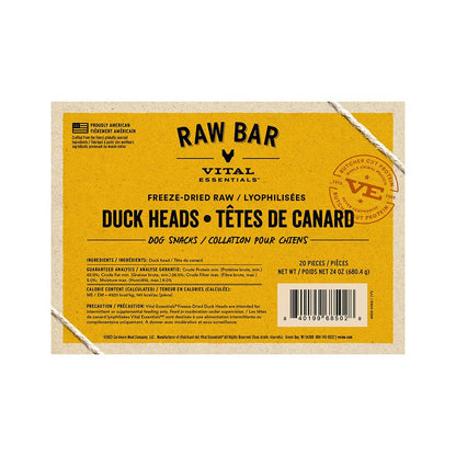 Vital Essentials RAW BAR Freeze - Dried Raw Duck Heads Dog Snacks
