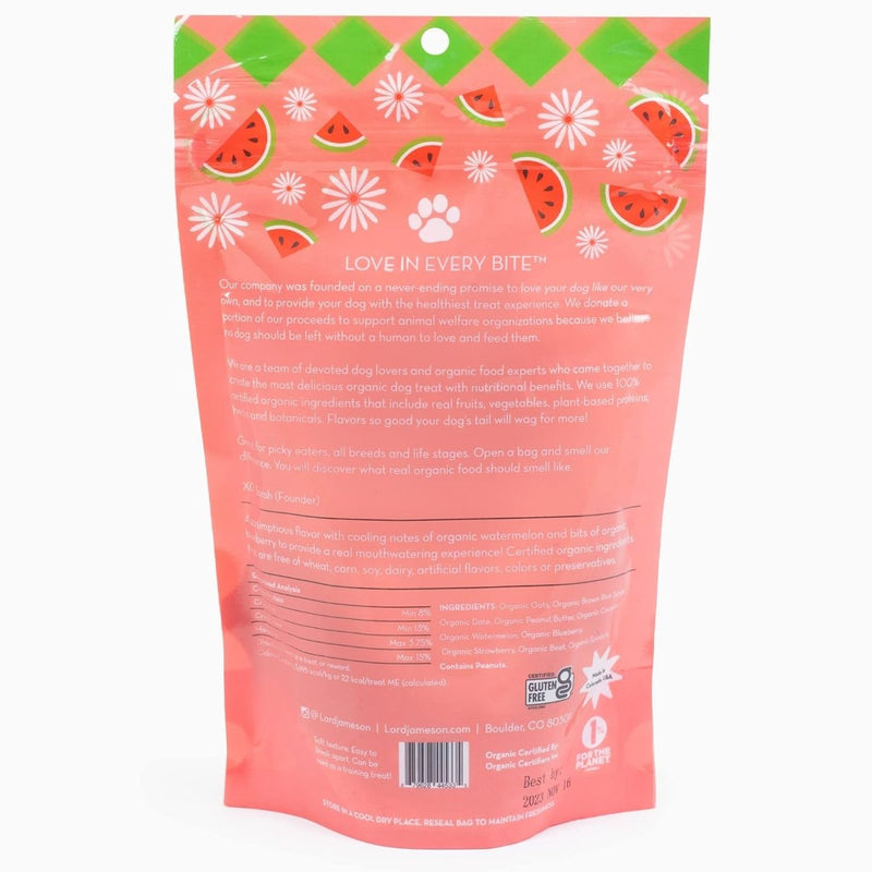 Watermelon Pops Organic Dog Treats, Organic Dog Treats Made with Real Watermelon, 6 oz. Bag