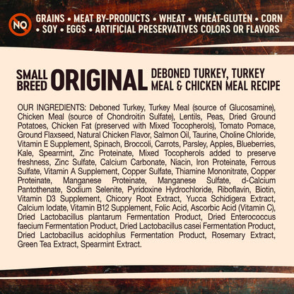 Wellness CORE Grain - Free High - Protein Small Breed Dry Dog Food – Turkey Recipe, 4 lb | Natural Ingredients, Made in USA