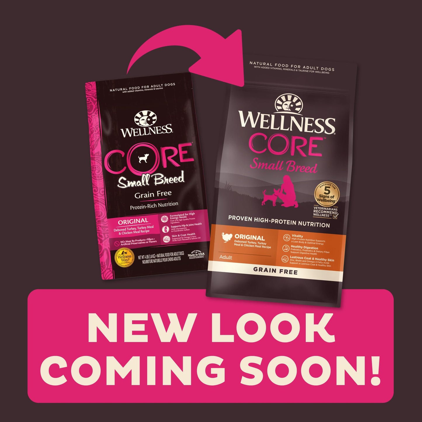 Wellness CORE Grain - Free High - Protein Small Breed Dry Dog Food – Turkey Recipe, 4 lb | Natural Ingredients, Made in USA